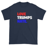 Love Trumps Hate Trump Loves Hate Men's Short Sleeve Double Sided T-Shirt + House Of HaHa Best Cool Funniest Funny Gifts