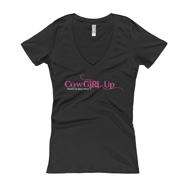 CowGirl Up Panties Up Spurs Down Girl Power Empowerment Women's V-Neck T-shirt + House Of HaHa Best Cool Funniest Funny Gifts