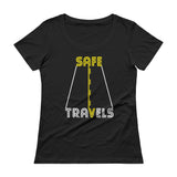 Safe Travels Vacation Road Trip Highway Driving Ladies' Scoopneck T-Shirt + House Of HaHa Best Cool Funniest Funny Gifts