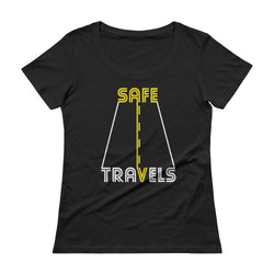 Safe Travels Vacation Road Trip Highway Driving Ladies' Scoopneck T-Shirt + House Of HaHa Best Cool Funniest Funny Gifts