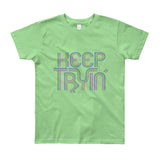 Keep Tryin' Triathlon Training Motivational Perseverance Youth Short Sleeve T-Shirt - Made in USA + House Of HaHa Best Cool Funniest Funny Gifts