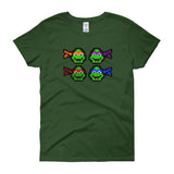 Ninja Turtles Perler Art Women's Short Sleeve T-Shirt by Aubrey Silva + House Of HaHa Best Cool Funniest Funny Gifts