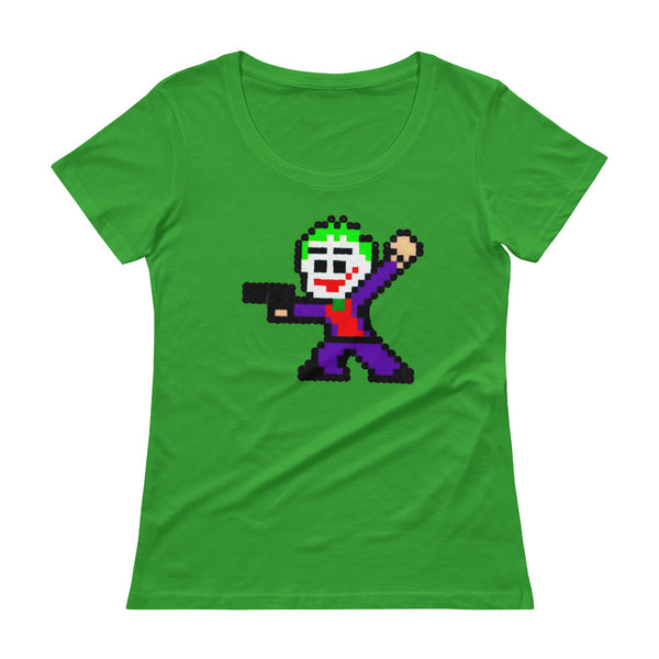 Joker Perler Art Ladies' Scoopneck T-Shirt by Silva Linings + House Of HaHa Best Cool Funniest Funny Gifts