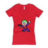 Joker Perler Art Women's V-Neck T-shirt by Silva Linings + House Of HaHa Best Cool Funniest Funny Gifts