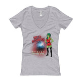 Red Skirts: Ensign Sheva  Women's V-Neck T-Shirt + House Of HaHa Best Cool Funniest Funny Gifts
