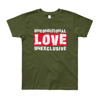 Unconditional Love Unexclusive Family Unity Peace Youth Short Sleeve T-Shirt - Made in USA + House Of HaHa Best Cool Funniest Funny Gifts