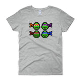 Ninja Turtles Perler Art Women's Short Sleeve T-Shirt by Aubrey Silva + House Of HaHa Best Cool Funniest Funny Gifts