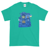 Blue Victorian San Francisco Short-Sleeve T-Shirt by Nathalie Fabri + House Of HaHa Best Cool Funniest Funny Gifts