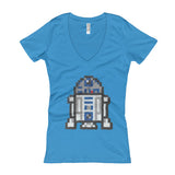 R2-D2 Perler Art Women's V-Neck T-shirt by Aubrey Silva + House Of HaHa Best Cool Funniest Funny Gifts