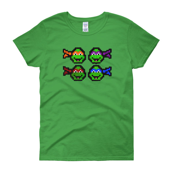 Ninja Turtles Perler Art Women's Short Sleeve T-Shirt by Aubrey Silva + House Of HaHa Best Cool Funniest Funny Gifts