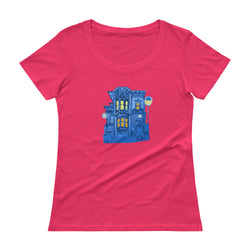 Blue Victorian San Francisco Ladies' Scoopneck T-Shirt by Nathalie Fabri + House Of HaHa Best Cool Funniest Funny Gifts
