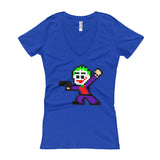 Joker Perler Art Women's V-Neck T-shirt by Silva Linings + House Of HaHa Best Cool Funniest Funny Gifts