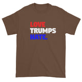 Love Trumps Hate Trump Loves Hate Men's Short Sleeve Double Sided T-Shirt + House Of HaHa Best Cool Funniest Funny Gifts