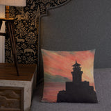 Tillamook Rock Lighthouse Sunset Premium Pillow + House Of HaHa Best Cool Funniest Funny Gifts