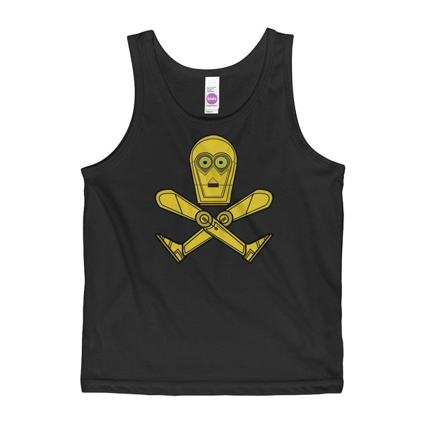 Droid Skull Crossbones Star Wars Pirate Rebels C3PO Parody Kids' Tank Top - Made in USA - House Of HaHa