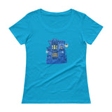 Blue Victorian San Francisco Ladies' Scoopneck T-Shirt by Nathalie Fabri + House Of HaHa Best Cool Funniest Funny Gifts