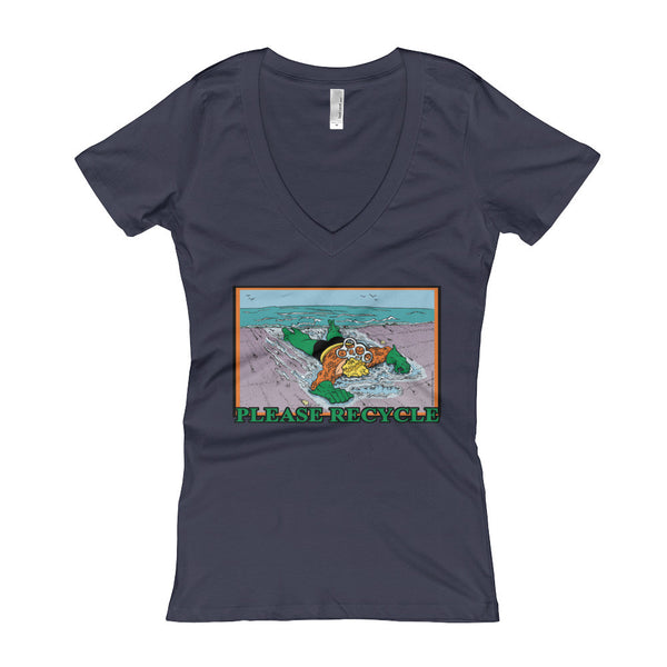 Please Recycle Women's V-Neck Aquaman Parody T-Shirt - House Of HaHa
