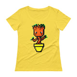 Baby Groot Perler Art Ladies' Scoopneck T-Shirt by Aubrey Silva + House Of HaHa Best Cool Funniest Funny Gifts