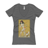 Mummy Pin-Up Women's V-Neck T-Shirt + House Of HaHa Best Cool Funniest Funny Gifts