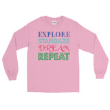 Explore Stargaze Dream Repeat Men's Long Sleeve T-Shirt + House Of HaHa Best Cool Funniest Funny Gifts