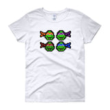 Ninja Turtles Perler Art Women's Short Sleeve T-Shirt by Aubrey Silva + House Of HaHa Best Cool Funniest Funny Gifts