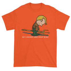 Why's Everybody Always Picking On Me? Men's Short Sleeve Aquaman Charlie Brown Mash-Up T-Shirt - House Of HaHa