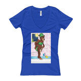 Werewolf Shaving in the Shower Women's V-Neck T-Shirt + House Of HaHa Best Cool Funniest Funny Gifts