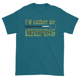 I'd Rather Be Herping Herpetology Snake Lover Herper Men's Short Sleeve T-Shirt + House Of HaHa Best Cool Funniest Funny Gifts