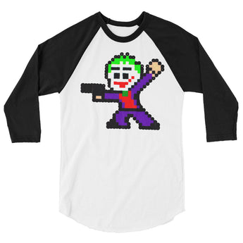 Joker Perler Art 3/4 Sleeve Raglan Shirt by Silva Linings + House Of HaHa Best Cool Funniest Funny Gifts