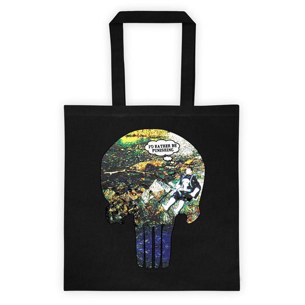 I'd Rather Be Punishing Punisher Fishing Parody Double Sided Print Tote bag + House Of HaHa Best Cool Funniest Funny Gifts