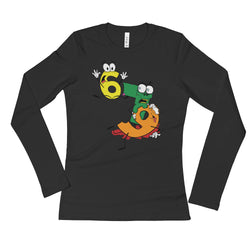 Why was 6 Afraid of 7 Seven Ate Nine Cute Zombie Pun Ladies' Long Sleeve T-Shirt + House Of HaHa Best Cool Funniest Funny Gifts