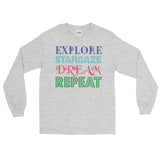 Explore Stargaze Dream Repeat Men's Long Sleeve T-Shirt + House Of HaHa Best Cool Funniest Funny Gifts