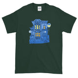 Blue Victorian San Francisco Short-Sleeve T-Shirt by Nathalie Fabri + House Of HaHa Best Cool Funniest Funny Gifts