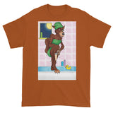 Werewolf Shaving in the Shower Men's Short Sleeve T-Shirt + House Of HaHa Best Cool Funniest Funny Gifts