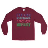 Explore Stargaze Dream Repeat Men's Long Sleeve T-Shirt + House Of HaHa Best Cool Funniest Funny Gifts