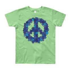 Puzzle Peace Sign Autism Spectrum Asperger Awareness Youth Short Sleeve T-Shirt - Made in USA + House Of HaHa Best Cool Funniest Funny Gifts