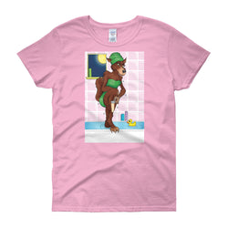 Werewolf Shaving in the Shower Women's Short Sleeve T-Shirt + House Of HaHa Best Cool Funniest Funny Gifts