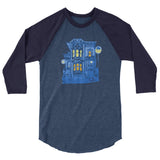 Blue Victorian San Francisco 3/4 Sleeve Raglan Shirt by Nathalie Fabri + House Of HaHa Best Cool Funniest Funny Gifts