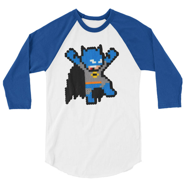 Batman Perler Art 3/4 Sleeve Raglan Shirt by Silva Linings + House Of HaHa Best Cool Funniest Funny Gifts