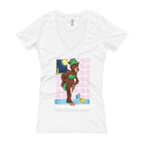 Werewolf Shaving in the Shower Women's V-Neck T-Shirt + House Of HaHa Best Cool Funniest Funny Gifts