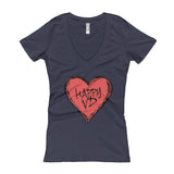 Happy VD Valentines Day Heart STD Holiday Humor Women's V-Neck T-shirt + House Of HaHa Best Cool Funniest Funny Gifts