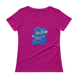 Blue Victorian San Francisco Ladies' Scoopneck T-Shirt by Nathalie Fabri + House Of HaHa Best Cool Funniest Funny Gifts