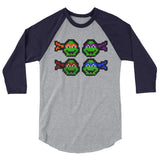 Ninja Turtles Perler Art 3/4 Sleeve Raglan Shirt by Aubrey Silva + House Of HaHa Best Cool Funniest Funny Gifts