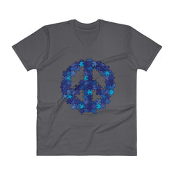 Puzzle Peace Sign Autism Spectrum Asperger Awareness Men's V-Neck T-Shirt + House Of HaHa Best Cool Funniest Funny Gifts