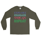 Explore Stargaze Dream Repeat Men's Long Sleeve T-Shirt + House Of HaHa Best Cool Funniest Funny Gifts