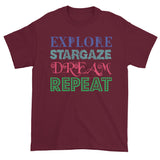 Explore Stargaze Dream Repeat Men's Short Sleeve T-shirt + House Of HaHa Best Cool Funniest Funny Gifts