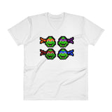 Ninja Turtles Perler Art  V-Neck T-Shirt by Aubrey Silva + House Of HaHa Best Cool Funniest Funny Gifts