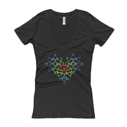 Rainbow Female Gender Venus Symbol Heart Love Unity Women's V-Neck T-shirt + House Of HaHa Best Cool Funniest Funny Gifts