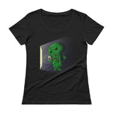 Midnight Snack Chibi Cthulhu Ladies' Scoopneck Women's T-Shirt + House Of HaHa Best Cool Funniest Funny Gifts