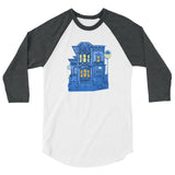 Blue Victorian San Francisco 3/4 Sleeve Raglan Shirt by Nathalie Fabri + House Of HaHa Best Cool Funniest Funny Gifts